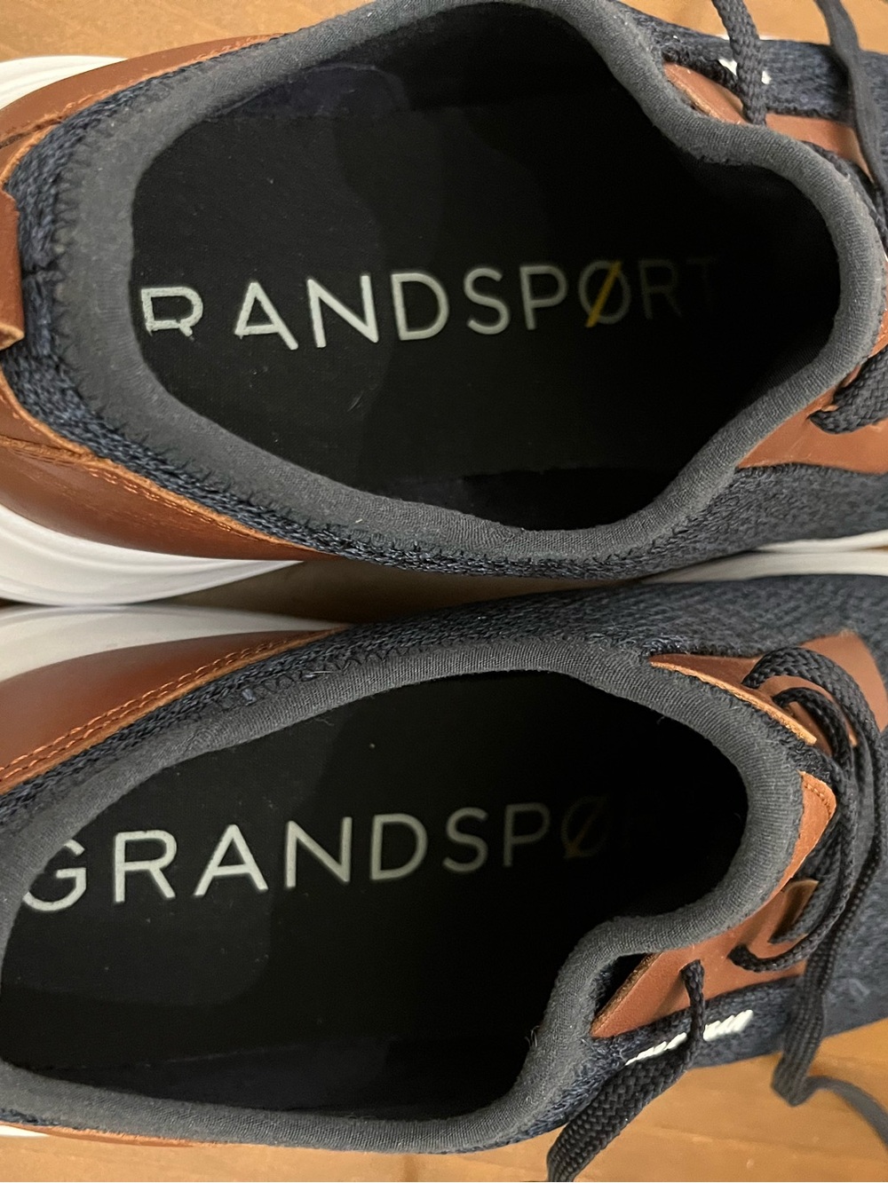 Cole Haan Grandsport Journey Knit Sneakers Navy with Brown Accents Size 11 - Picture 12 of 16